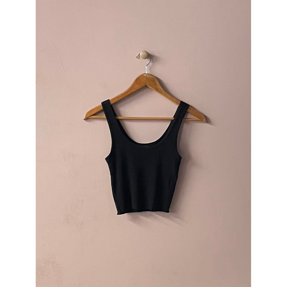 Forever 21 Black Ribbed Cropped Tank Top Size S